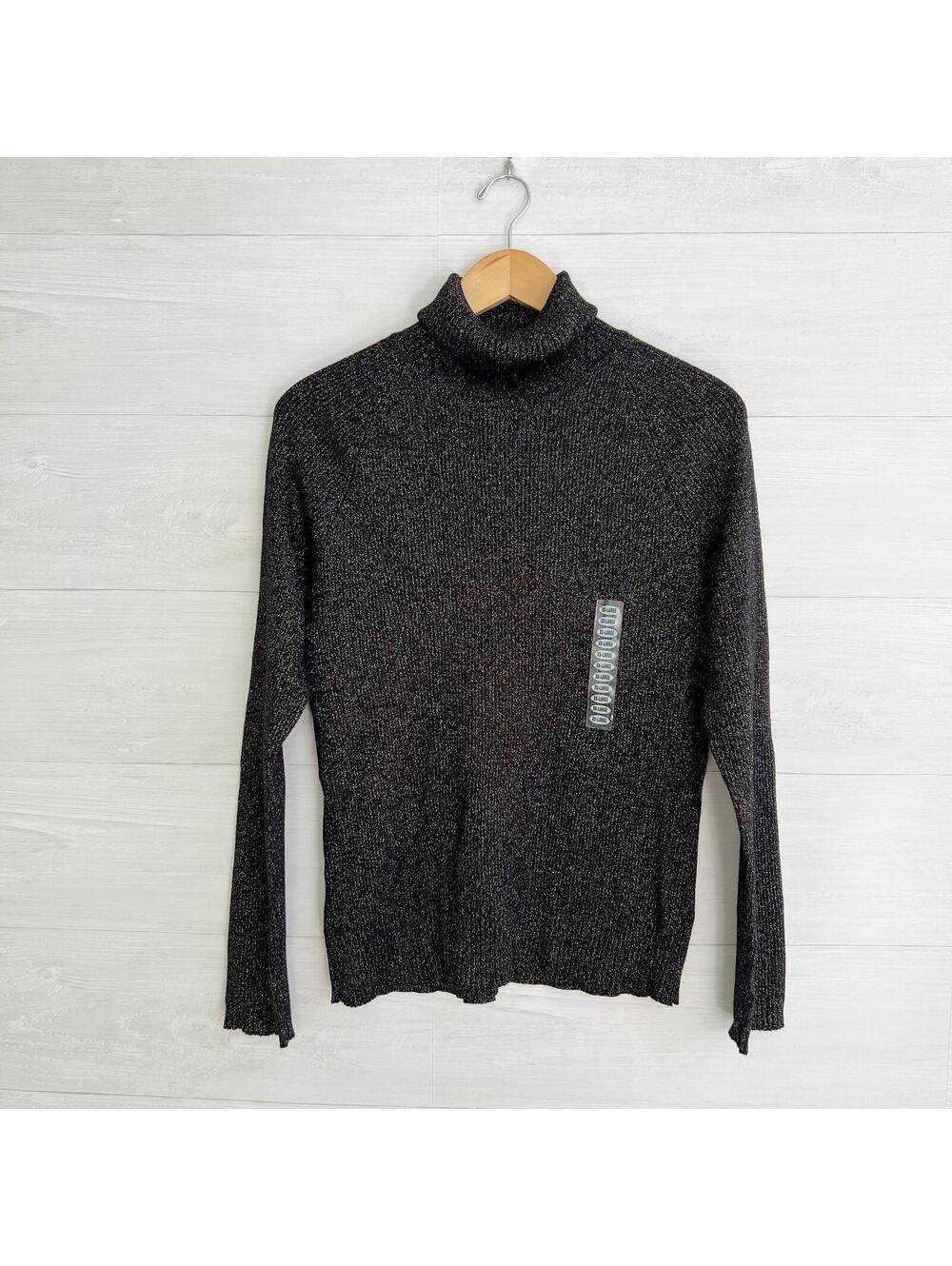 NWT Ralsey - Black metallic ribbed turtleneck sweater, XXL